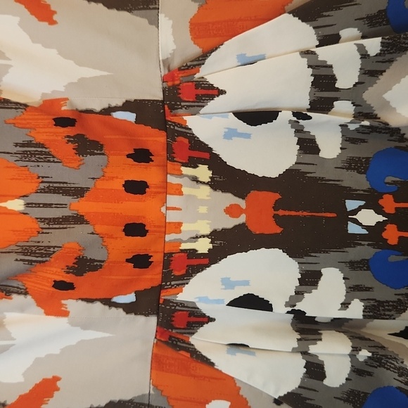 Maggy London Sleeveless Orange and Black Ikat Print Dress Size 2 - Picture 4 of 11